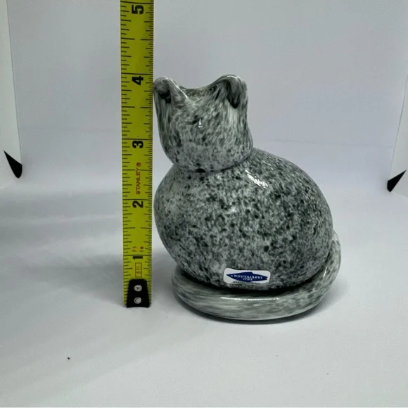 Rare INKERI TOIKKA Nuutajarvi Cat Glass Art Vintage Marble Pattern, Finland